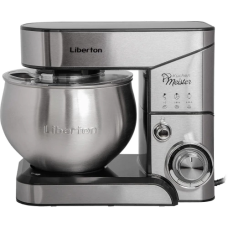 Планетарний міксер Liberton LMS-2902, Inox, 2000W, стаціонарний, чаша з нержавіючої сталі на 5 літрів, 3 насадки, гак для тіста, плоский збивач, вінчик, лопатка з пластику