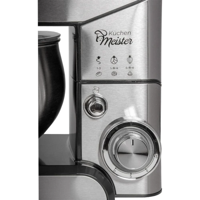 Планетарний міксер Liberton LMS-2902, Inox, 2000W, стаціонарний, чаша з нержавіючої сталі на 5 літрів, 3 насадки, гак для тіста, плоский збивач, вінчик, лопатка з пластику