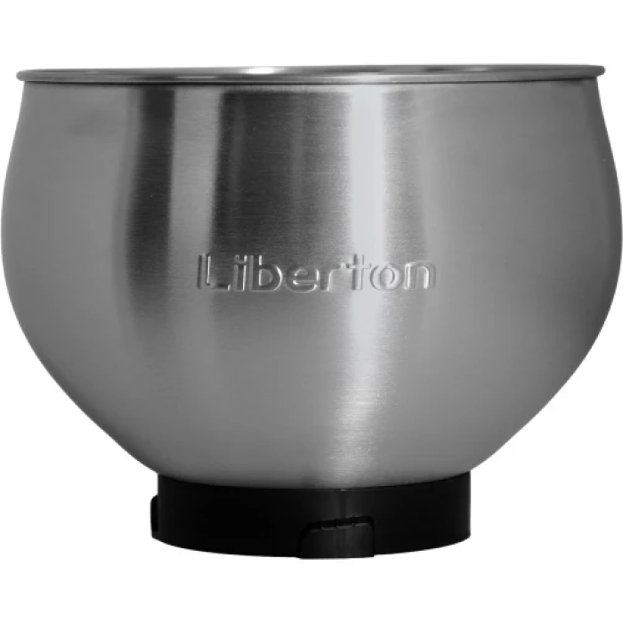 Планетарний міксер Liberton LMS-2902, Inox, 2000W, стаціонарний, чаша з нержавіючої сталі на 5 літрів, 3 насадки, гак для тіста, плоский збивач, вінчик, лопатка з пластику
