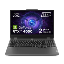 Ноутбук 15" Lenovo LOQ 15IRX9 (83DV01L7RA) Luna Grey, 15.6" (1920x1080, IPS, 144 Гц), Intel Core i5-13450HX (10х1.8-4.6GHz), RAM 16GB DDR5, SSD 512GB, nVidia GeForce RTX 4050 6GB, LAN, Wi-Fi 6, Bluetooth 5.2, USB-C/3хUSB 3.2, HDMI, 60Wh, DOS