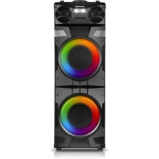 Колонка портативна 2.0 REAL-EL S-2010, Black, 2x500 Вт, USB, Bluetooth, AUX, FM, RGB підсвічування, пульт ДК, радіус дії 10 м (EL121600034)