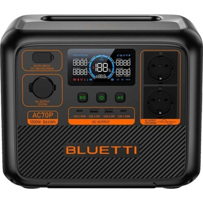 Зарядна станція BLUETTI PowerOak AC70P — 864 Вт·год