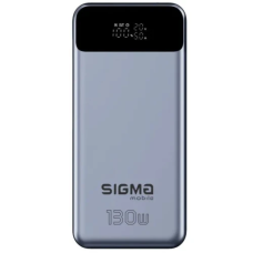 Універсальна мобільна батарея 30000 mAh, Sigma X-power SI30A7QLX, Silver, 130 Вт, 2xType-C (PD3.0), USB Type-A, цифровий дисплей, Quick Charge 3.0