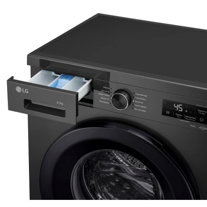 Пральна машина LG F2Y2WS6JE, Anthracite, 6.5кг, фронтальна, 10 програм, швидкість віджиму 1200 об/хв, дисплей, інвертор, клас енергоспоживання B, 85x60x44 см