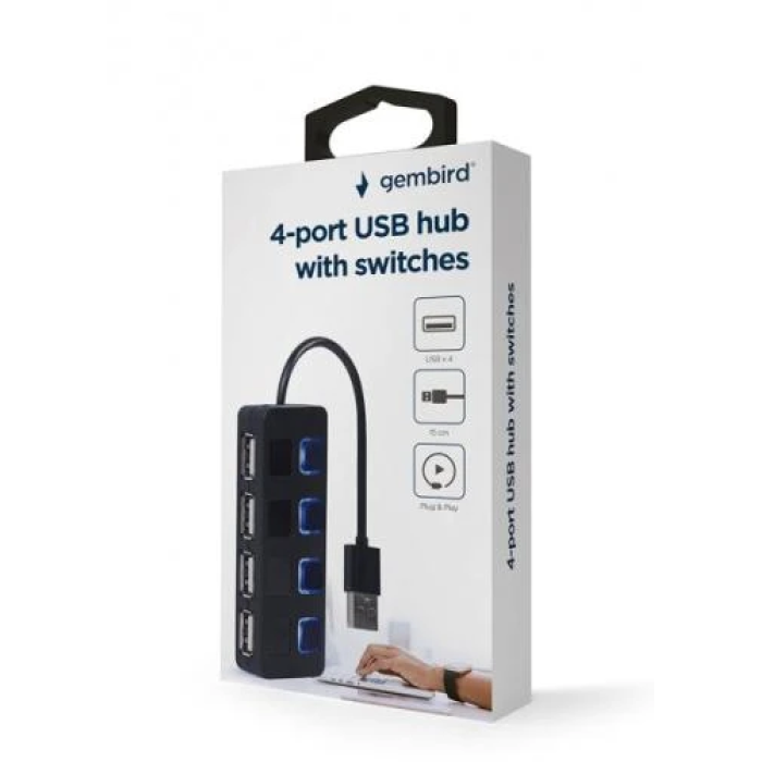 USB-хаб Gembird UHB-U2P4-05 із чотирма портами USB 2.0