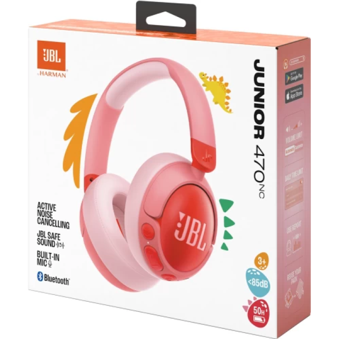 Навушники бездротові JBL JR 470NC, Pink, Bluetooth, мікрофон, акумулятор, дитячі (JBLJR470NCPIK)