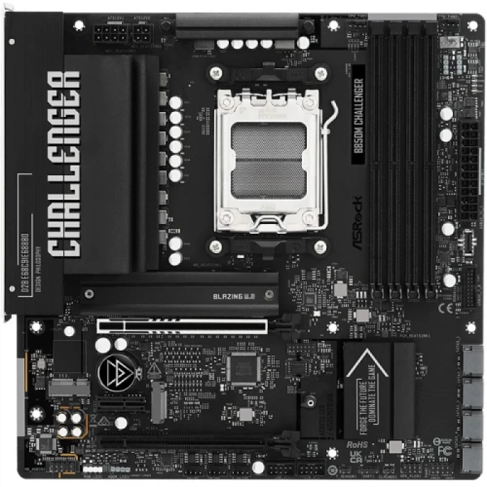 Материнська плата AM5 ASRock B850M Challenger, B850, 4xDDR5, Int.Video (CPU), 4xSATA3, 2xM.2, 1xPCI-E 5.0 x16, 1xPCI-E 4.0 x16, 1xPCI-E 4.0 x1, ALC897, Dragon RTL8125BG, 10xUSB 3.2 / 6xUSB 2.0, HDMI, MicroATX