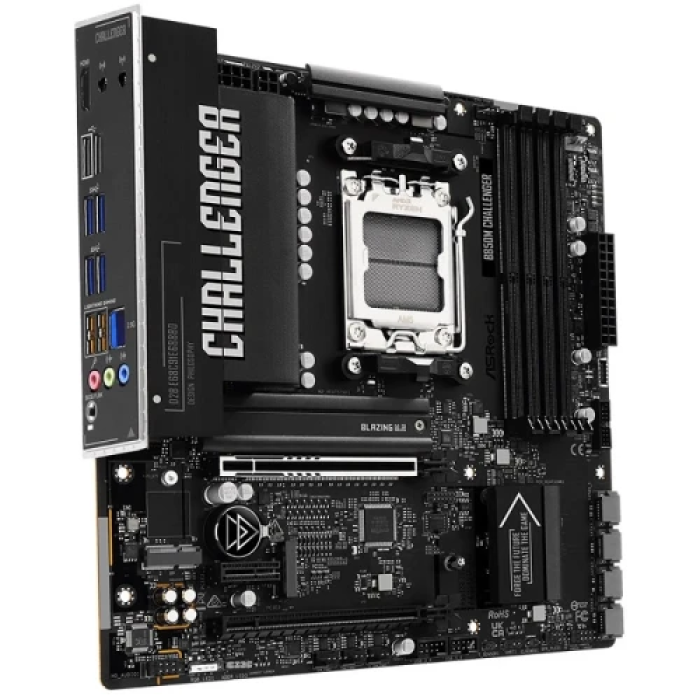 Материнська плата AM5 ASRock B850M Challenger, B850, 4xDDR5, Int.Video (CPU), 4xSATA3, 2xM.2, 1xPCI-E 5.0 x16, 1xPCI-E 4.0 x16, 1xPCI-E 4.0 x1, ALC897, Dragon RTL8125BG, 10xUSB 3.2 / 6xUSB 2.0, HDMI, MicroATX