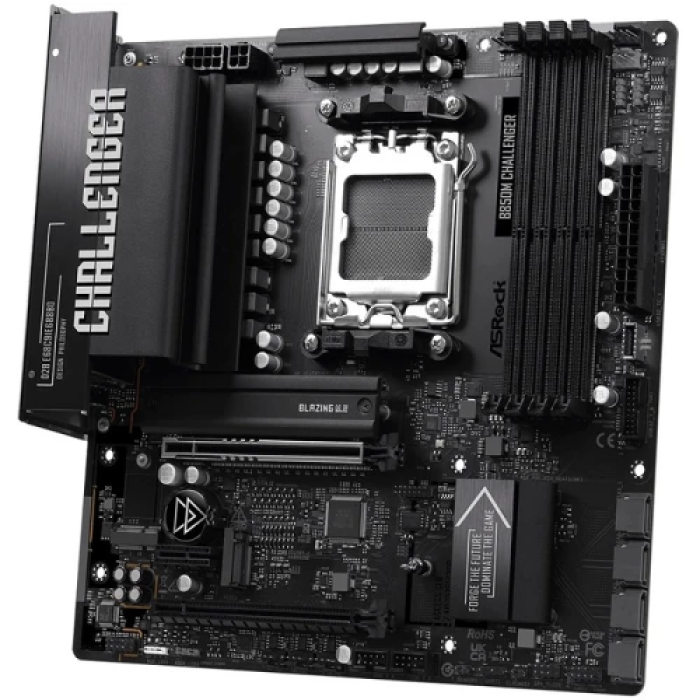 Материнська плата AM5 ASRock B850M Challenger, B850, 4xDDR5, Int.Video (CPU), 4xSATA3, 2xM.2, 1xPCI-E 5.0 x16, 1xPCI-E 4.0 x16, 1xPCI-E 4.0 x1, ALC897, Dragon RTL8125BG, 10xUSB 3.2 / 6xUSB 2.0, HDMI, MicroATX