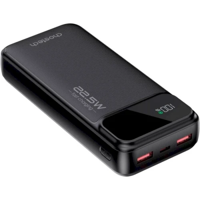 Універсальна мобільна батарея 20000 mAh, Choetech B729, Black, 22.5 Вт, 1xType-C (PD3.0) / 2xUSB (QC3.0), цифровий LED дисплей