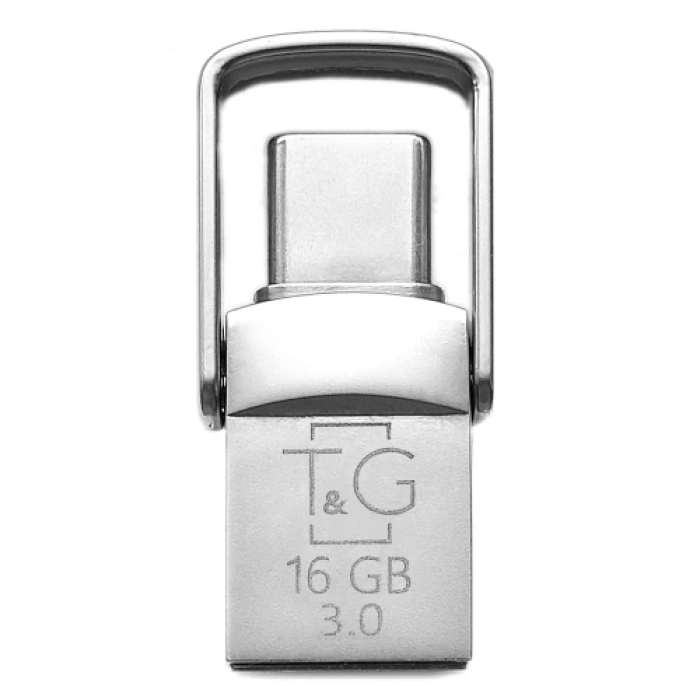 Флеш накопичувач USB 16Gb T&G Metal TG104, Silver, Type-C / USB 2.0 (TG104TC-16G)