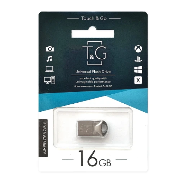 Флеш накопичувач USB 16Gb T&G Metal TG106, Silver, USB 2.0 (TG106-16G)