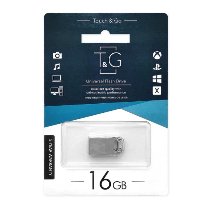 Флеш накопичувач USB 16Gb T&G Metal TG110, Silver, USB 2.0 (TG110-16G)