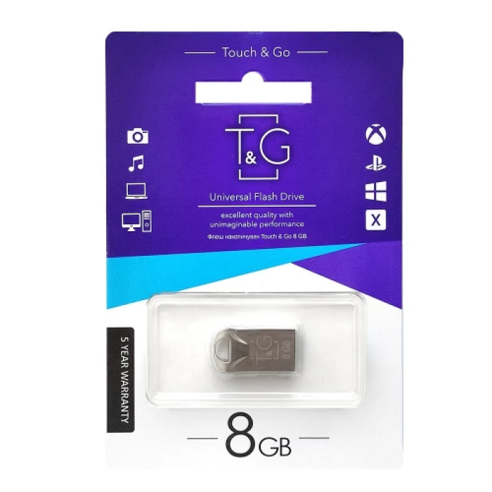 Флеш накопичувач USB 8Gb T&G Metal TG106, Silver, USB 2.0 (TG106-8G)