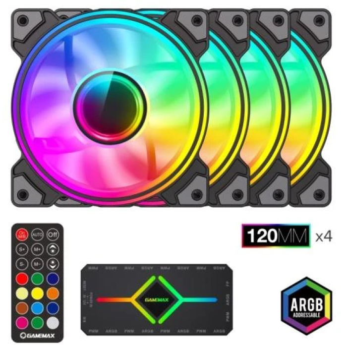 Комплект вентиляторів GameMax DRH400 для корпусу з RGB