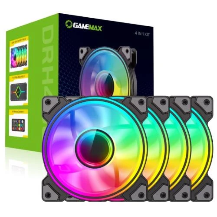 Комплект вентиляторів GameMax DRH400 для корпусу з RGB