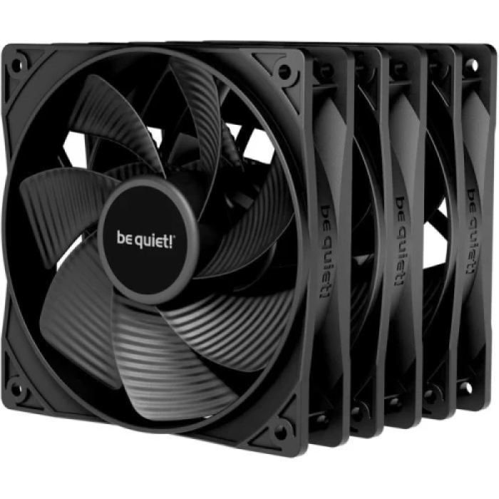 Вентилятор 120 мм, be quiet! Pure Wings 3 Reverse, Black, 3 шт, 120х120х25 мм, до 1600 об/хв, до 25.5 дБ, 4-pin (PWM, 46 см), пiдшипник ковзання з гвинтовою нарізкою (BL137)