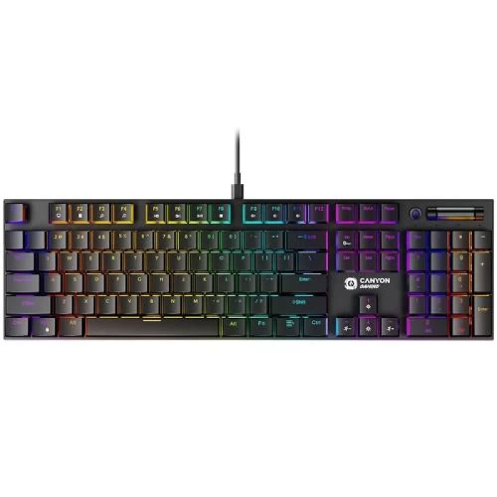Клавіатура Canyon GK-55 "Cometstrike", Black, USB, механічна (MX Red), 105 кнопок, 18 типів підсвічування, 1.8 м (CND-SKB55-US)