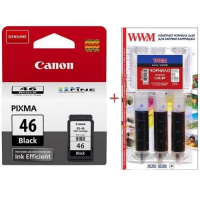 Картридж для струменевого принтера (чорний картридж) Canon PG-46 15 мл + набір WWM