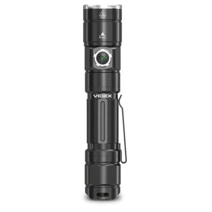 Ліхтар ручний Videx A105Z, Black, 1200 лм, 5000K, до 215 м, 6 режимів роботи, лінзи із загартованого скла, світлодіод Luminus SST40, 10W, акумулятор (18650, 2200 mAh, знімний), IP44, 93 г (VLF-A105Z)