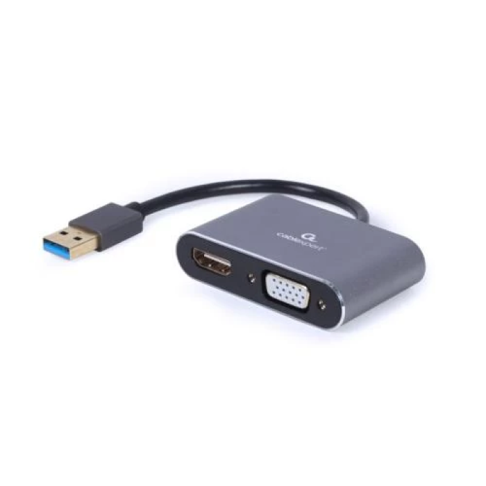 Відеоперехідник Cablexpert USB 3.0 на HDMI та VGA, 15 см