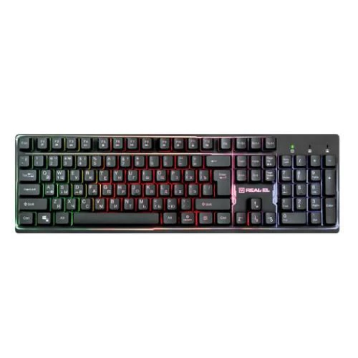 Клавіатура REAL-EL Comfort 7011 Backlit, Black, USB, мембранна, підсвічування клавіш з регулюванням рівня яскравості, 105 кнопок