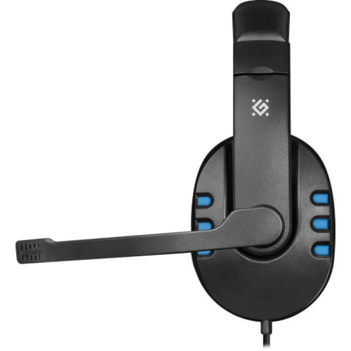 Навушники Defender Warhead G-160, Black/Blue, 2x3.5 мм, динаміки 40 мм, регулятор гучності на кабелі, 32 Ом, 106 дБ, 2.5 м (64118)