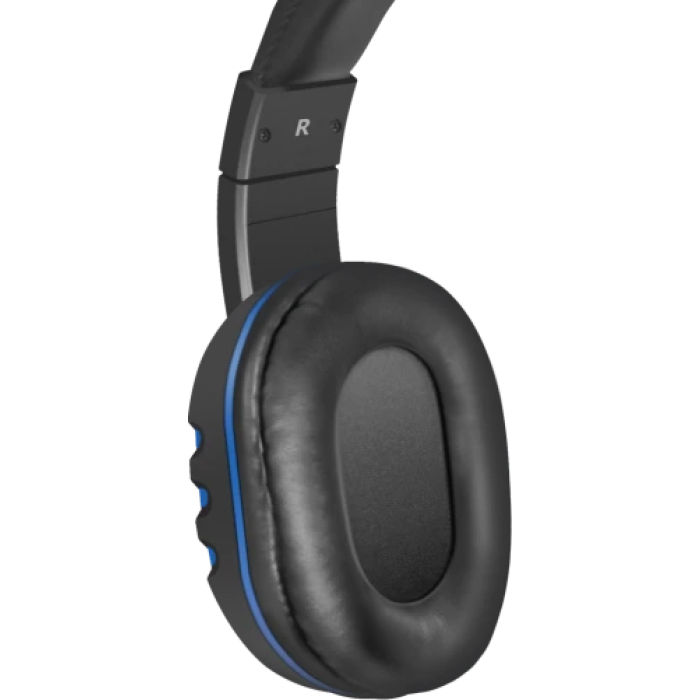 Навушники Defender Warhead G-160, Black/Blue, 2x3.5 мм, динаміки 40 мм, регулятор гучності на кабелі, 32 Ом, 106 дБ, 2.5 м (64118)