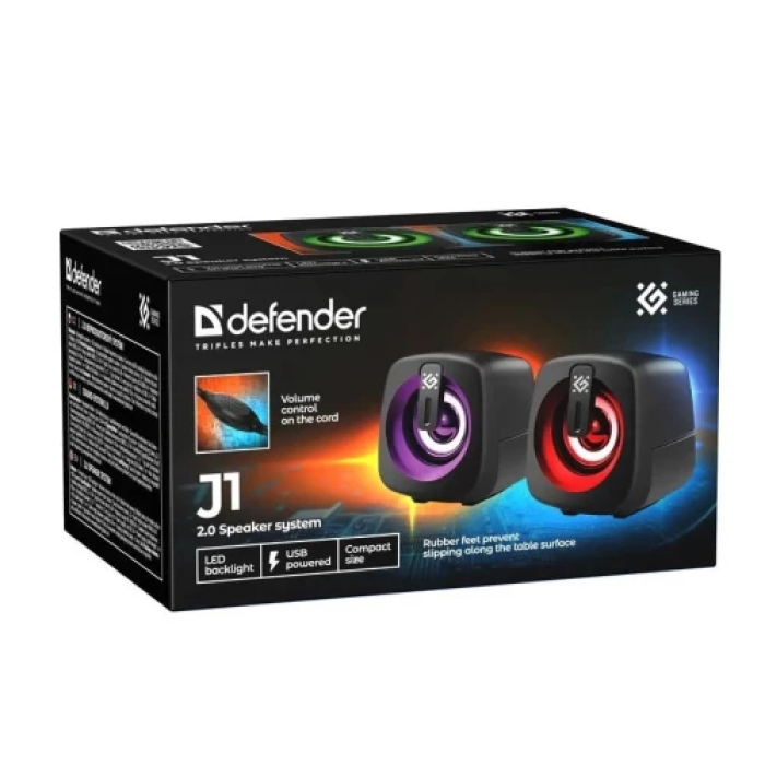 Колонки Defender J1 2.0 з RGB-підсвічуванням і потужністю 6 Вт