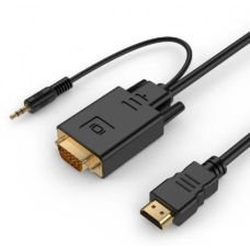 Кабель HDMI (M) - VGA (M), Cablexpert, Black, 5 м, аудіокабель для передачі стереозвуку (A-HDMI-VGA-03-5M)