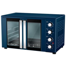Електродуховка Liberton LEO-600 Dark Blue, 1900W, 60л, подвійні розпашні дверцята, 6 режімів нагріву, конвекція, підсвітка, 70-250 °C, механічне керування, таймер, рожен, решітка, деко, лоток для крихт та жиру, тримач для дека, терморукавиця