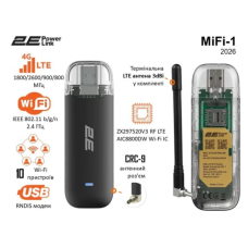 Мобільний роутер 4G 2E PowerLink MiFi 1 (2026), Black, USB, nanoSIM, WiFi 4 (2.4 GHz), CRC-9