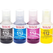 Комплект чорнил WWM Epson 112, L6460/L6490/L6550/L6570/L6580/L11160/L15150/L15180, Black / Cyan / Magenta / Yellow, 4x140 мл, WWM, пігментне (E112SET4P)