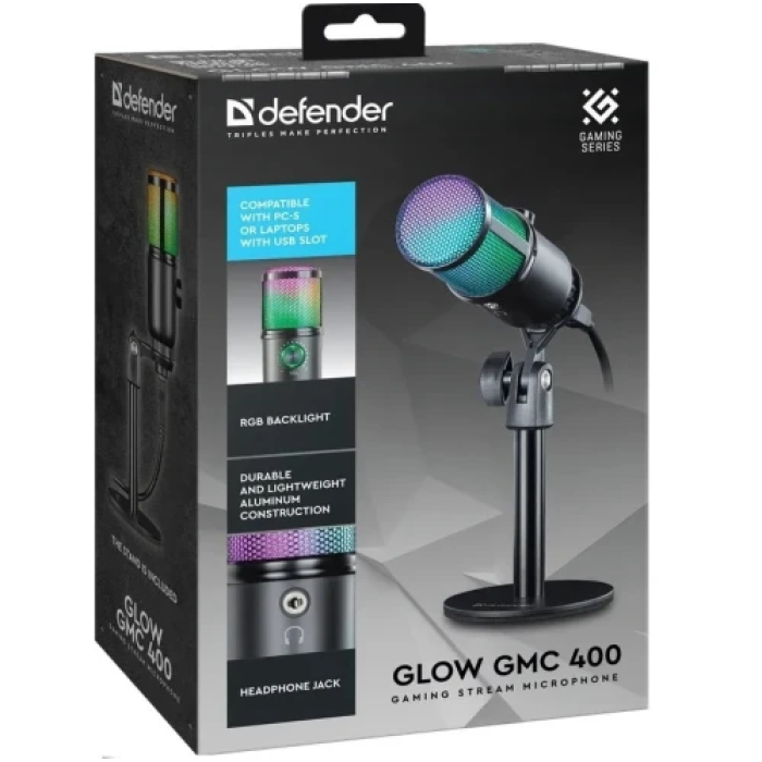 USB-мікрофон Defender Glow GMC 400 з RGB-підсвічуванням