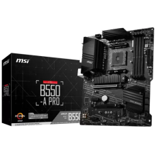 Мат.плата AM4 (B550) MSI B550-A PRO, B550, 4xDDR4, CrossFire, Int.Video(CPU), 6xSATA3, 2xM.2, 1xPCI-E 16x 4.0, 1xPCI-E 16x 3.0, 2xPCI-E 1x 3.0, ALC892, RTL8111H, 7xUSB3.2/8xUSB2.0, HDMI/DP, ATX