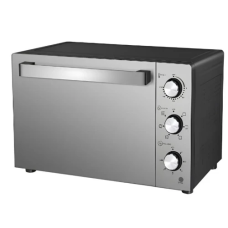Електродуховка Castle CPE-45X, Grey, 1700W, 45л, конвекція, подвійне термостійке скло, 4 нагрівальних елемента, підсвітка, таймер, термостат 70-250 °C, сховані регулятори, деко, решітка, ручка для деко, лоток для крихт