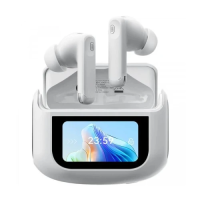 Навушники бездротові Blackview AirBuds 12, White, Bluetooth 5.4, мікрофон, ANC + ENC, 32 Ом, 90 дБ, акумулятор 400 mAh, IPX7, Type-C, радіус дії до 10 м, час роботи до 28 год, сенсорний LED-дисплей на кейсі (6931548319726)