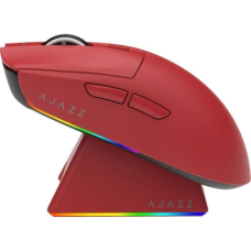 Миша бездротова Ajazz AJ139 V2 MC, Red, Bluetooth / USB 2.4GHz / Type-C, оптична (сенсор PixArt PAW3311), до 12000 dpi, перемикачі Huano, 6 кнопок, RGB підсвічування, 500 mAh, магнітна зарядна база, кабель 1.5 м, час роботи до 44 год