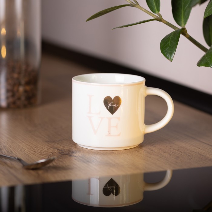 Чашка керамічна 350 (мл) для кави та чаю Love Біла RX-N240126WL (37999)