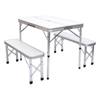 Комплект туристичний стіл + 2 лавки складні меблі Білий Lugi JY-9060W (34218)