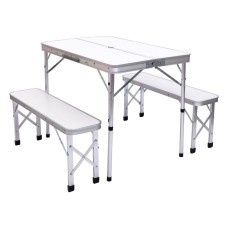 Комплект туристичний стіл + 2 лавки складні меблі Білий Lugi JY-9060W (34218)