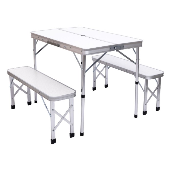 Комплект туристичний стіл + 2 лавки складні меблі Білий Lugi JY-9060W (34218)
