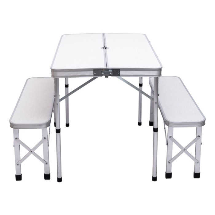 Комплект туристичний стіл + 2 лавки складні меблі Білий Lugi JY-9060W (34218)