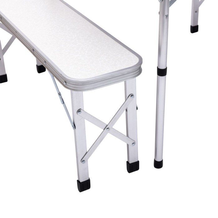 Комплект туристичний стіл + 2 лавки складні меблі Білий Lugi JY-9060W (34218)