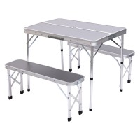 Комплект туристичний стіл + 2 лавки складні меблі Сірий Lugi JY-9060G (23753)