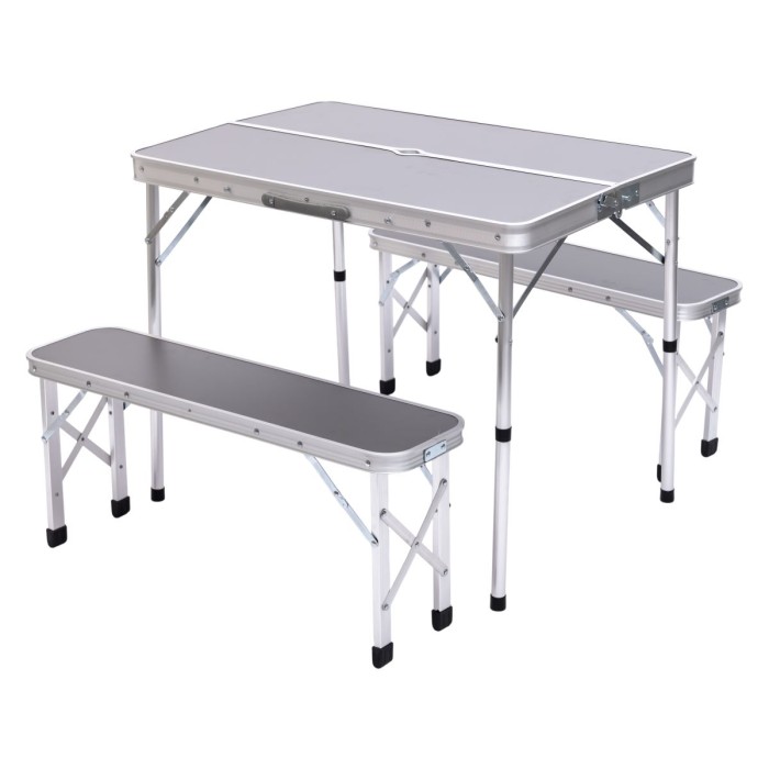 Комплект туристичний стіл + 2 лавки складні меблі Сірий Lugi JY-9060G (23753)