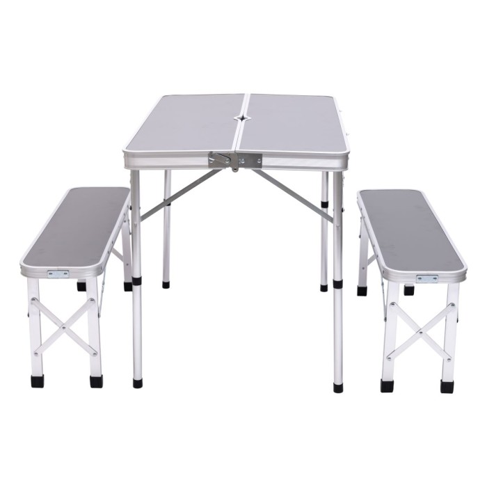 Комплект туристичний стіл + 2 лавки складні меблі Сірий Lugi JY-9060G (23753)