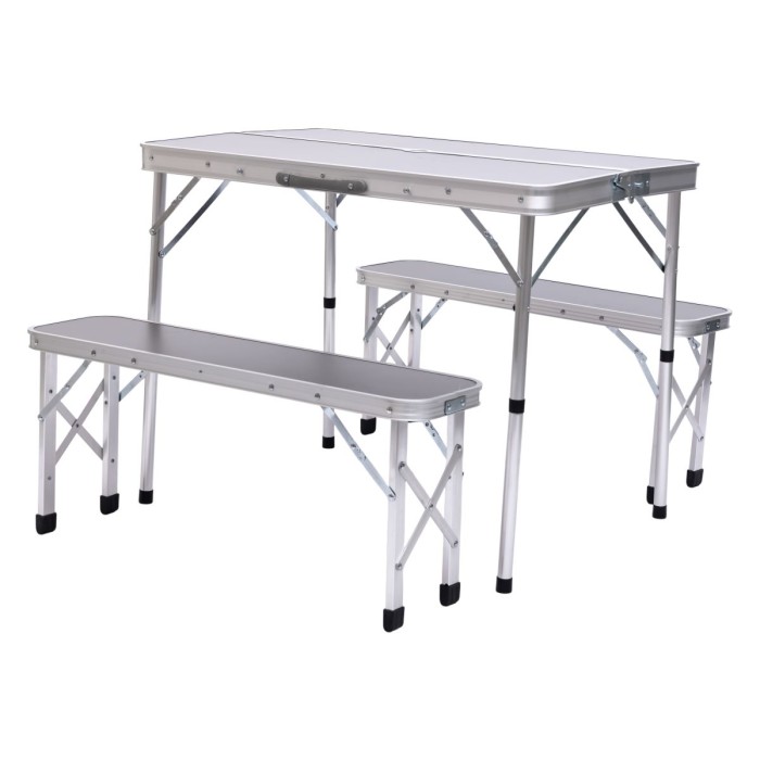 Комплект туристичний стіл + 2 лавки складні меблі Сірий Lugi JY-9060G (23753)
