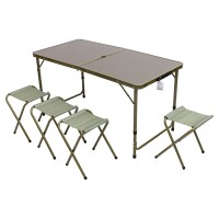 Раскладной стол + 4 стула кемпинговый набор для пикника, рыбалки, отдыха, туризма Зеленый JY-12060GR (74159)