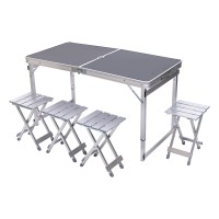 Розкладний стіл + 4 стільці кемпінговий набір для пікніка, риболовлі, відпочинку, туризму Чорний JY-12061B (82748)